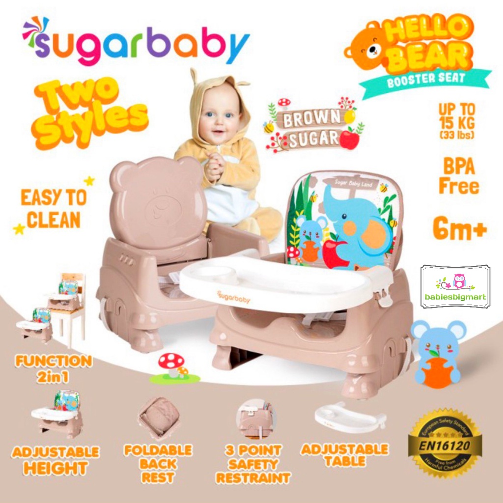 Booster Seat Sugarbaby 4in1 SitOnMe Folded Booster &amp; Chair Hello Bear Kursi Makan Bayi Sugarbaby