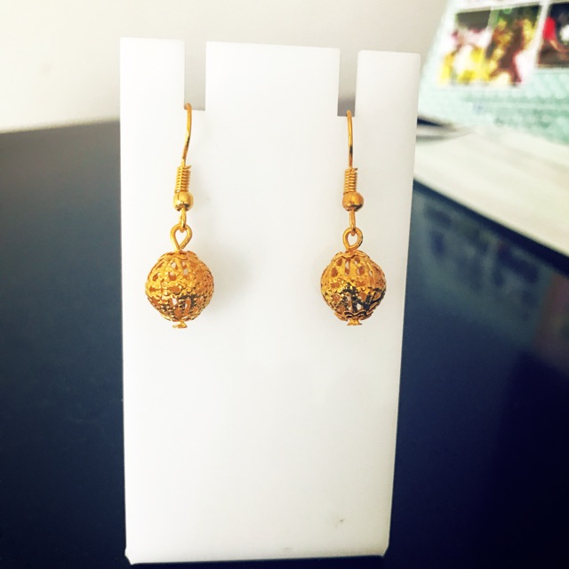 Anting bulat imitasi gold import murah berkualitas fashion aksesoris wanita E12 Gold