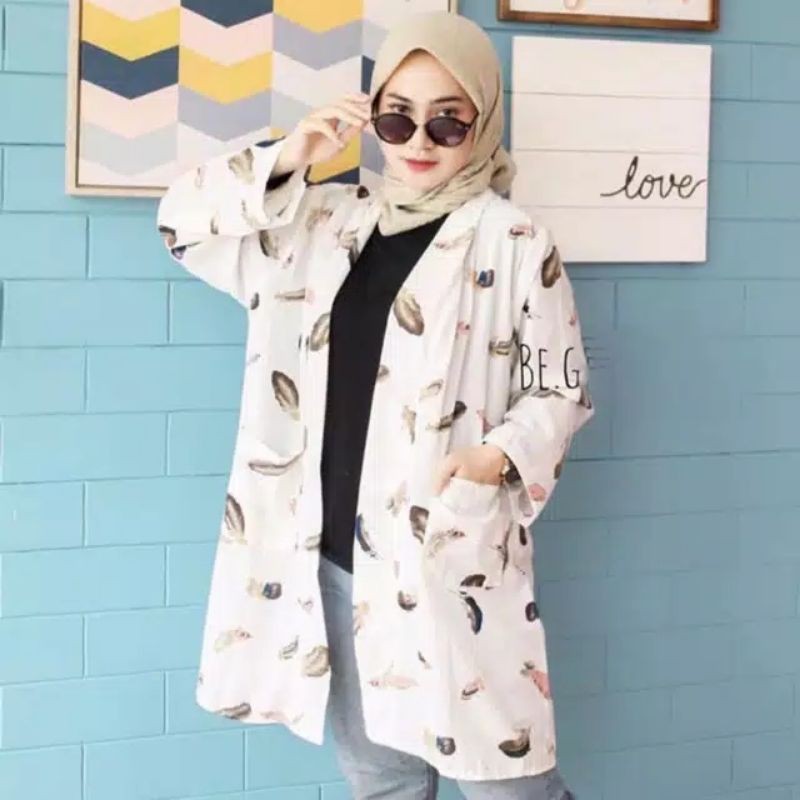 Cardigan motif bulu/ Malauni long cardigan-4