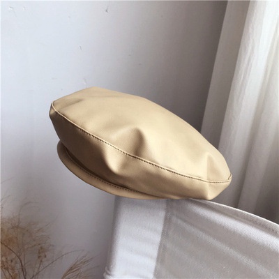 Topi Baret Bahan Kulit PU Gaya Korea Untuk Wanita