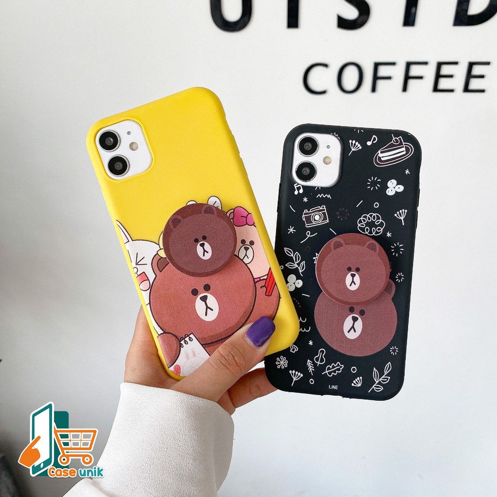 SS261 Softcase Popsocket BEAR Xiaomi Redmi Note 4 5a Prime 5 6 7 8 9 9s Pro CS2399