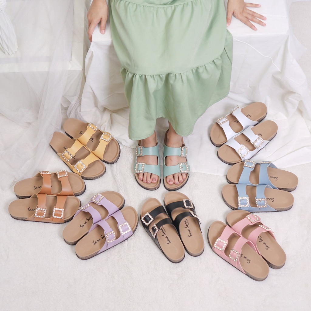 SARA SARA KIMMY Sandal wanita casual sandal slop puyuh kekinian model birken ban dua ( JINNY SERIES )