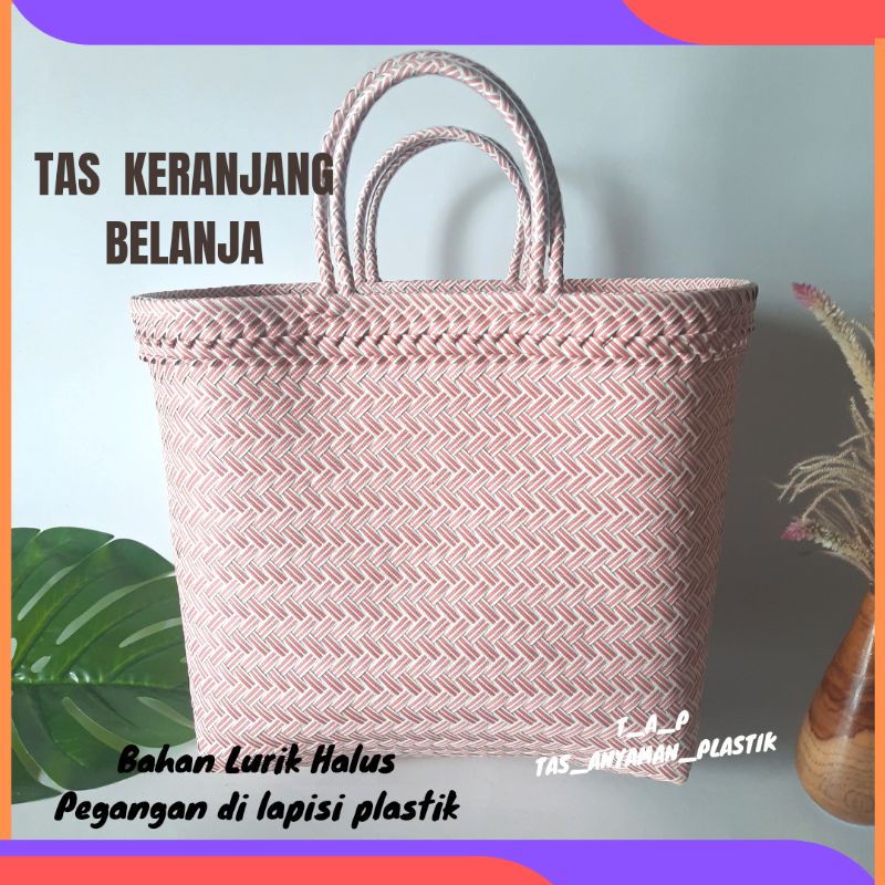 Tas Keranjang Anyaman Belanja Lipat  Besar Jumbo Bahan Kuat Dan Halus