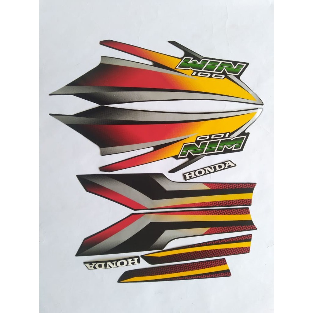 stiker striping honda win 100 2004 hitam merah