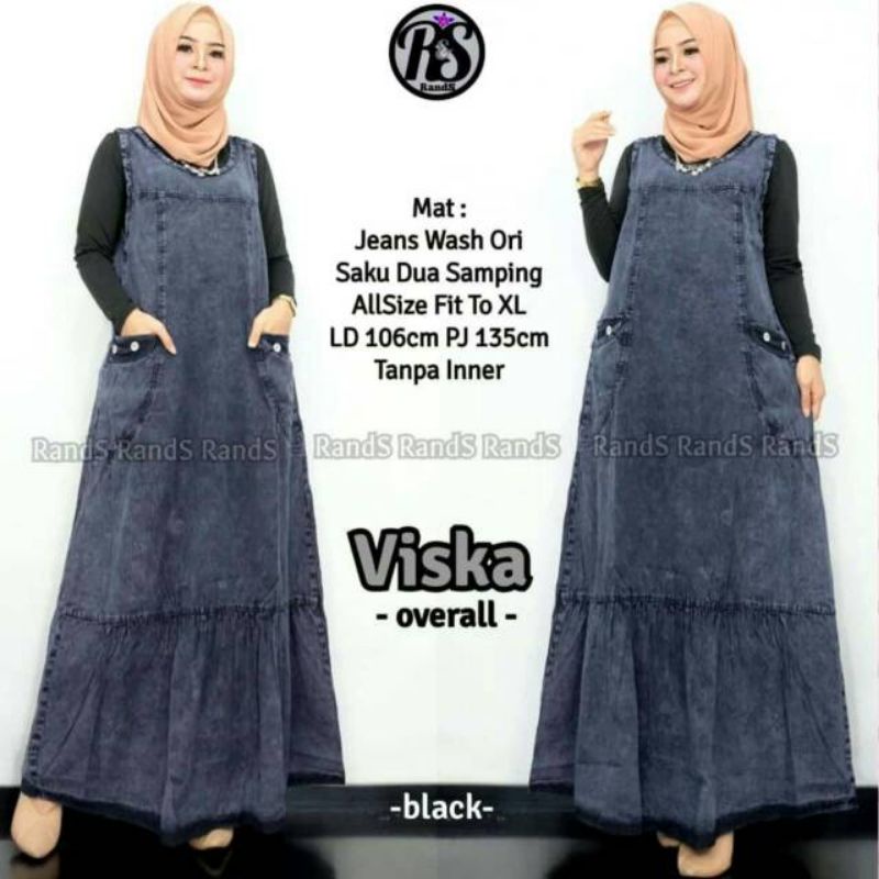 VISKA OVERALL | OVERAL JEANS WANITA JUMBO RECOMENDED | BAJU KODOK WANITA TERBARU