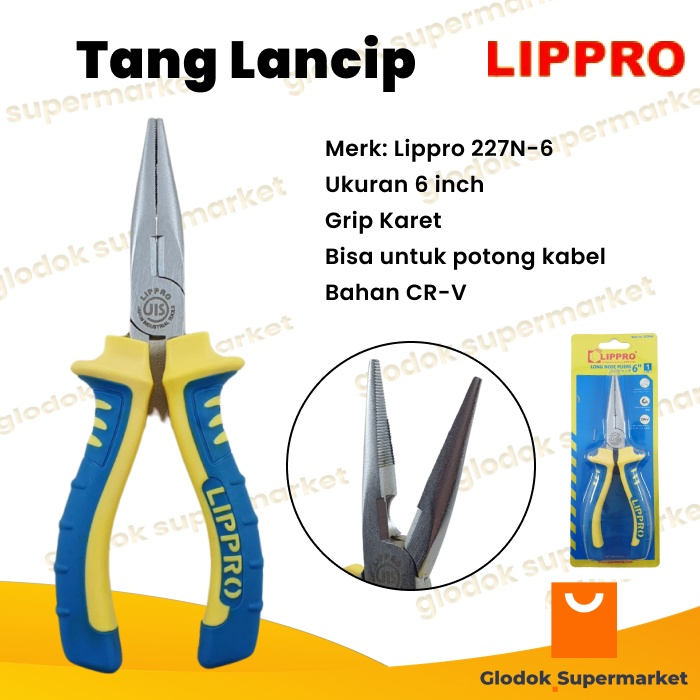 Tang Lancip Jepit 6 inch Lippro Long Nose Pliers 6inch 227N-6