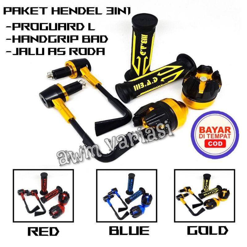 Handgip BAD Panah + Proguard L + Jalu As Naga Roda Depan Universal Untuk Semua Motor