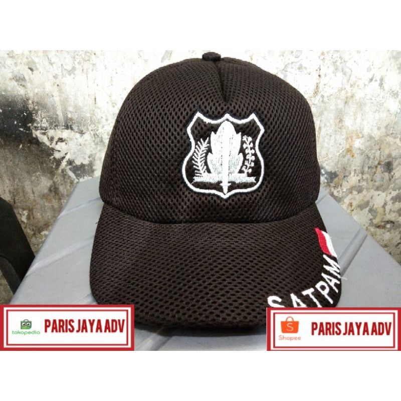 Topi Jaring Security | Topi Satpam | Topi Security - Hitam