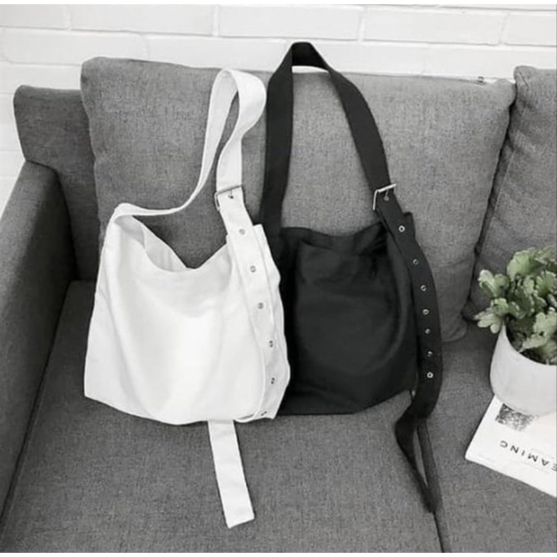 Tote canvas bag buckled buckle sling bag