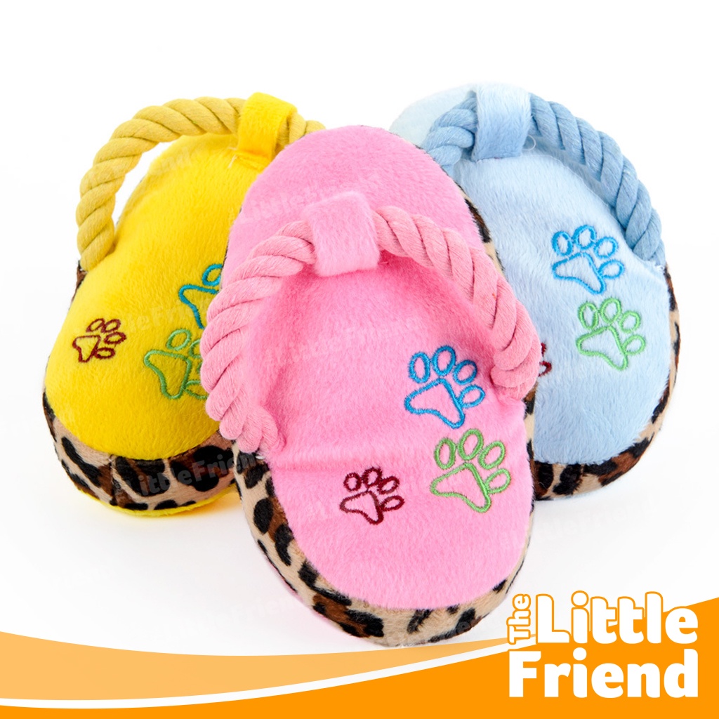 Mainan Gigitan Anjing Boneka Tali Bentuk Sendal Jepit Paw Print Plush