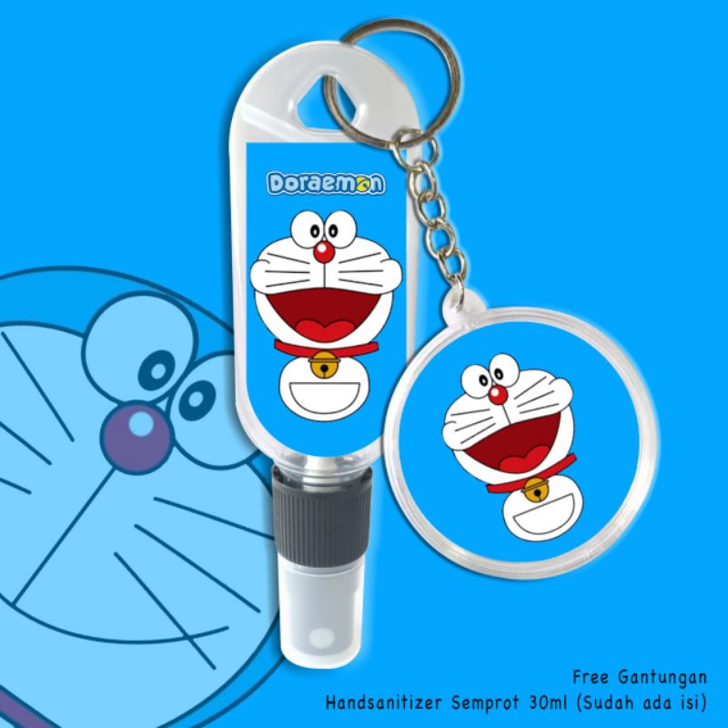 HANDSANITIZER DORAEMON ISI 30ML+FREE GANTUNGAN KUNCI/HANDSANITIZER SPRAY DORAEMON