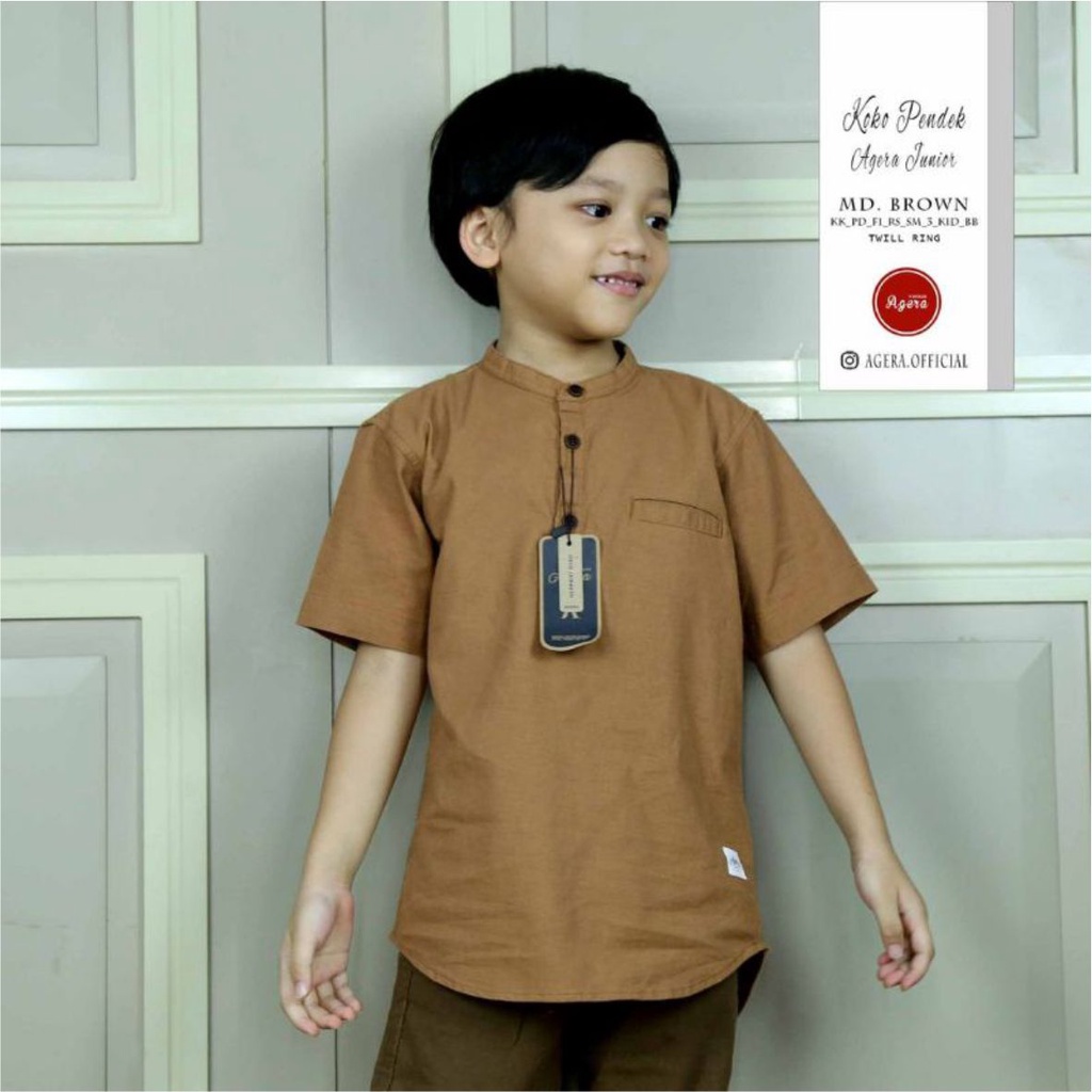 BAJU KURTA KEMEJA KOKO KEMKO ANAK LAKI LAKI LENGAN PENDEK  KATUN ORIGINAL TERBARU AGERA JUNIOR 2