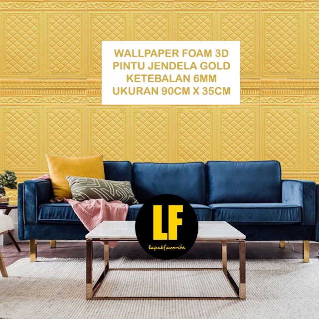 AA Wallpaper 3D Foam Stiker Motif Batik Pintu Jendela Gold Wallpaper Sticker Foam
