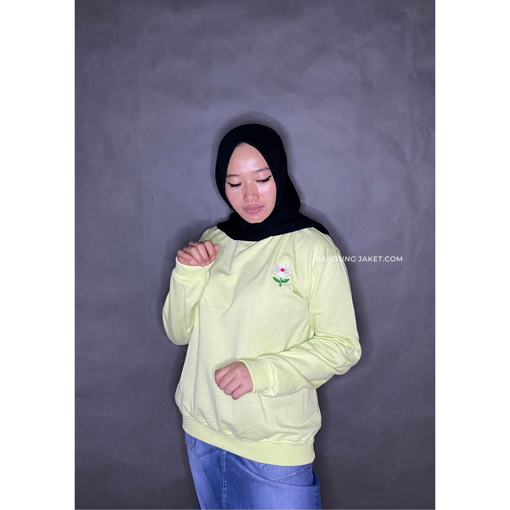 Daisy Flower Bordir // sweater crawneck Wanita