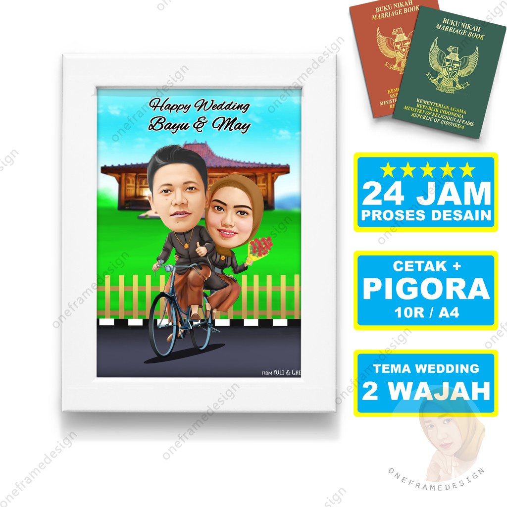 

Kado Wedding Pigora 10RS A4 Karikatur Sepeda Onthel Nikah Gift