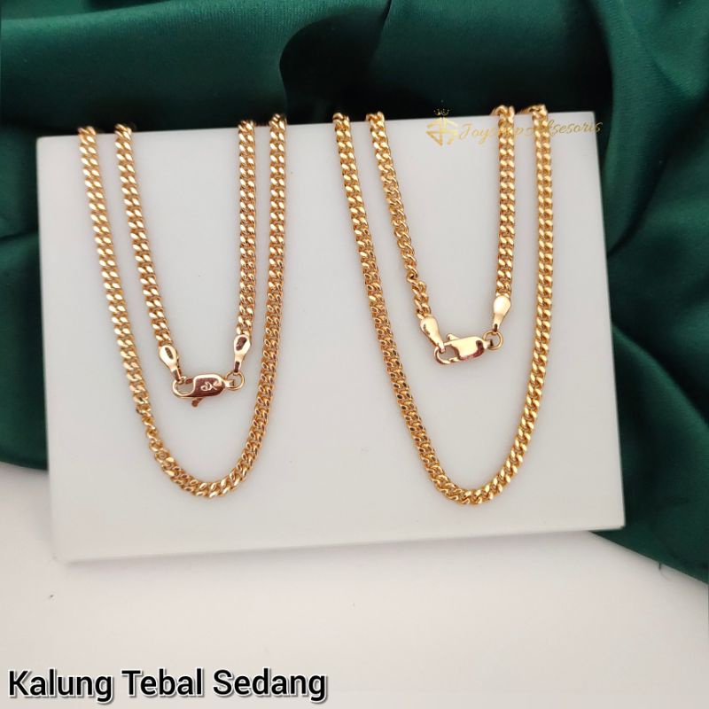 Aksesoris Perhiasan Kalung wanita titanium tebal sedang Lapis emas