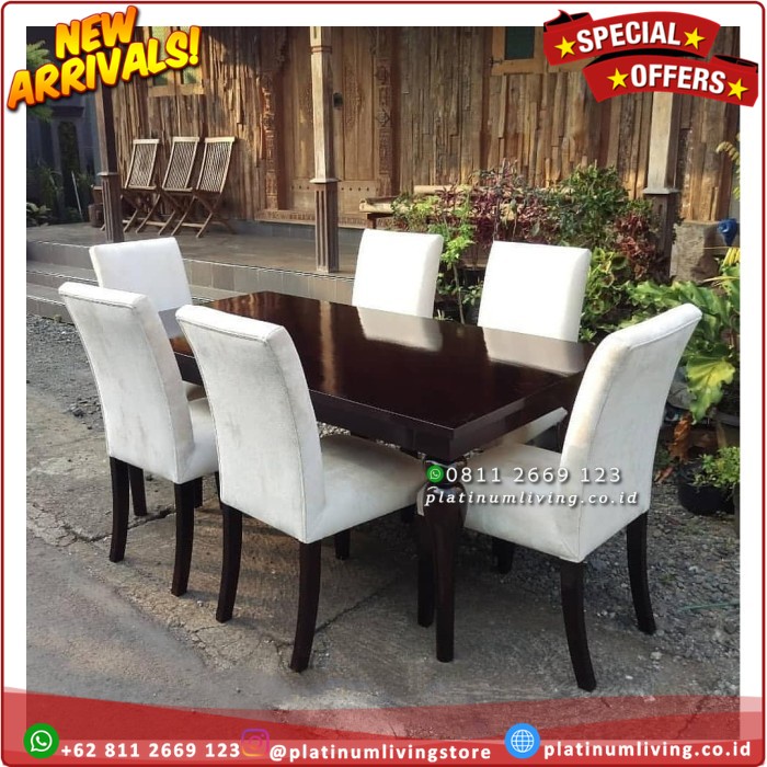 Meja Makan Jati Modern Kursi 6, Meja Makan Minimalis Jati, Kursi Makan Platinumliving Furniture Indo