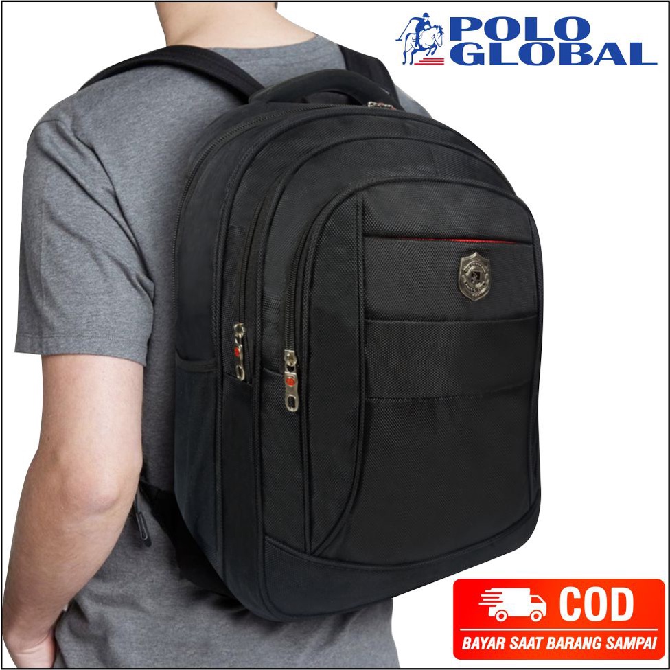 Tas Ransel Laptop Polo GLobal Bahan Tebal Rangsel Gendong Sekolah Untuk Pria Wanita Unisex - PG 9722