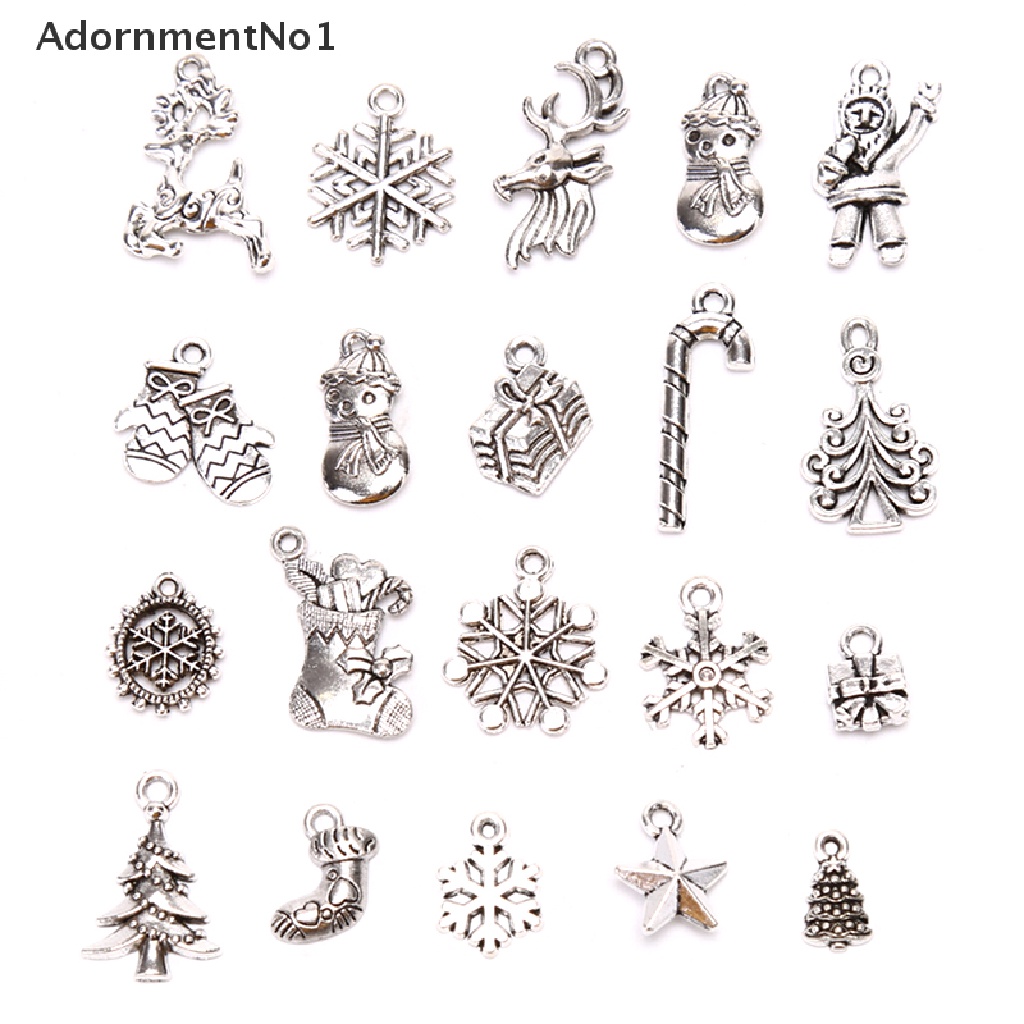 (AdornmentNo1) 19pcs / Set Liontin Silver Tibet Motif Natal Untuk Aksesoris Perhiasan Charms