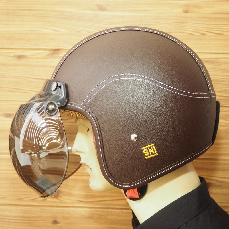 HELM BOGO CLASSIC SNI DEWASA PRIA DAN WANITA HELMET BOGGO RETRO KLASIK KULIT SINTETIS WARNA FULL COK