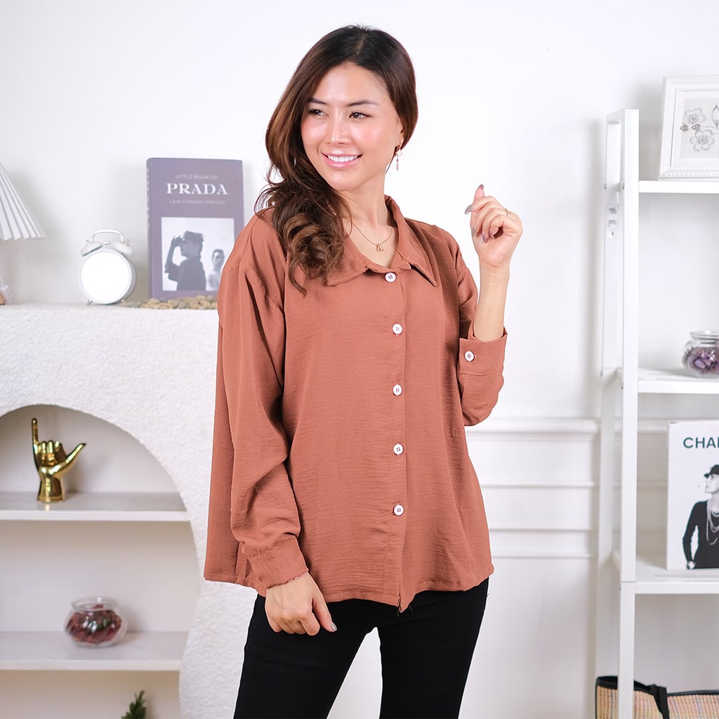 BEFAST - ZEC OOTD Wanita Kemeja AREUM / MAGIC AIRFLOW CRINCLE Shirt Kemeja / Kemeja Crincle Kekiniaan / Kem Polos Casual / Fashion Wanita Modis / OOTD Trendy / Terlaris / Termurah