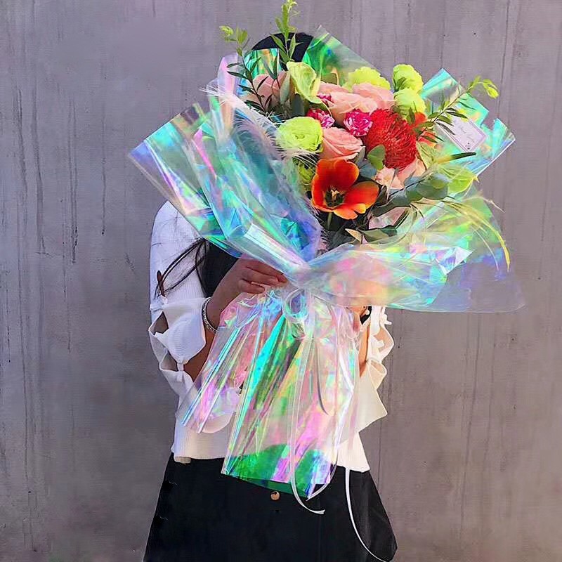 [50 cm x 10 meter] Cellophane Hologram Roll / Korean Wrapping Paper / Kertas Plastik Buket Bunga