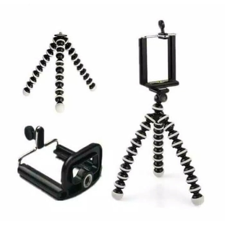 Paket Youtuber 4 IN 1 Mini Gorillapod+ HOLDER HP U + CLIP ON MIC + U SPLITTER