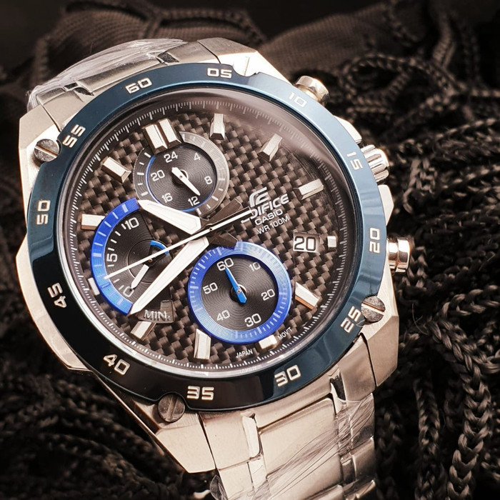 Jam Tangan Pria Casio Edifice EFR-557 Silver List Blue Original BM