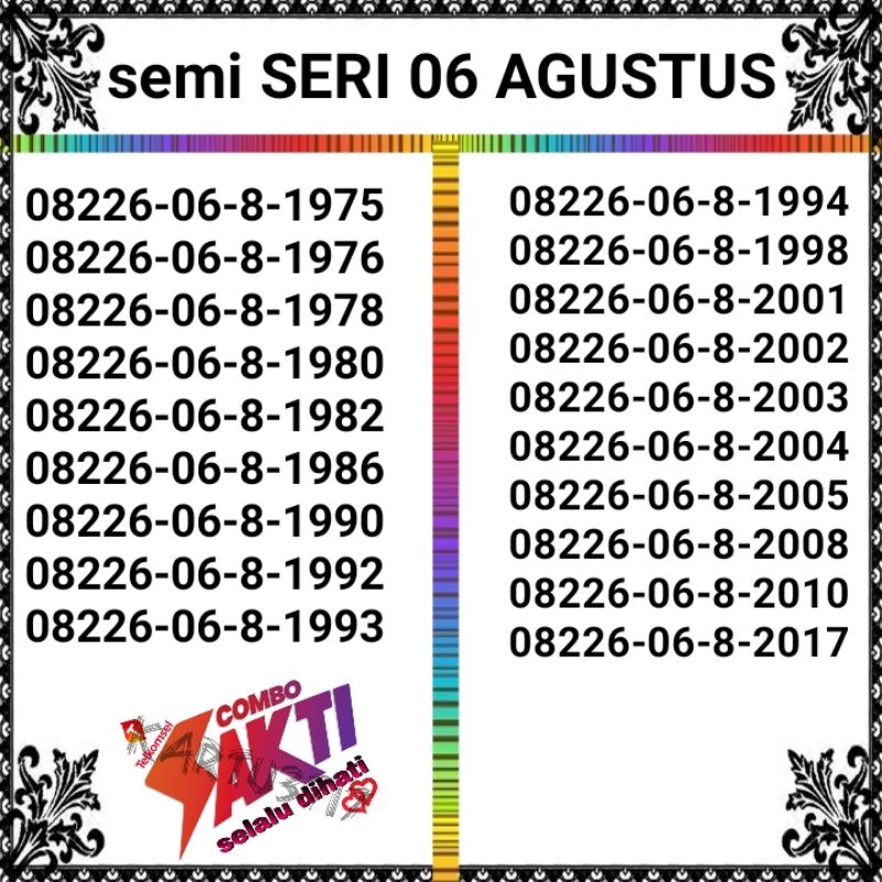 TELKOMSEL SERI TAHUN 06 08 06 AGUSTUS COMBO SAKTI