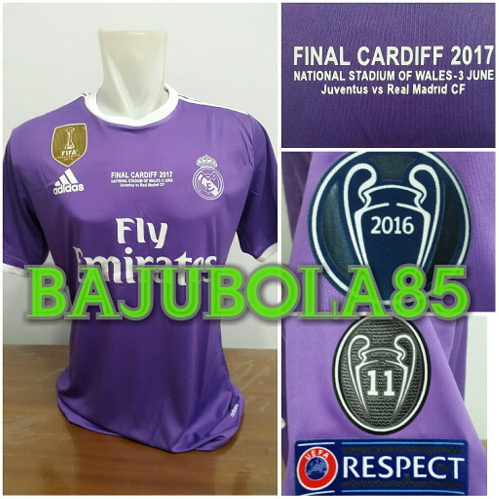 REAL MADRID AWAY FINAL CARDIFF 2017 FULLPATCH UCL FIFA Bagus
