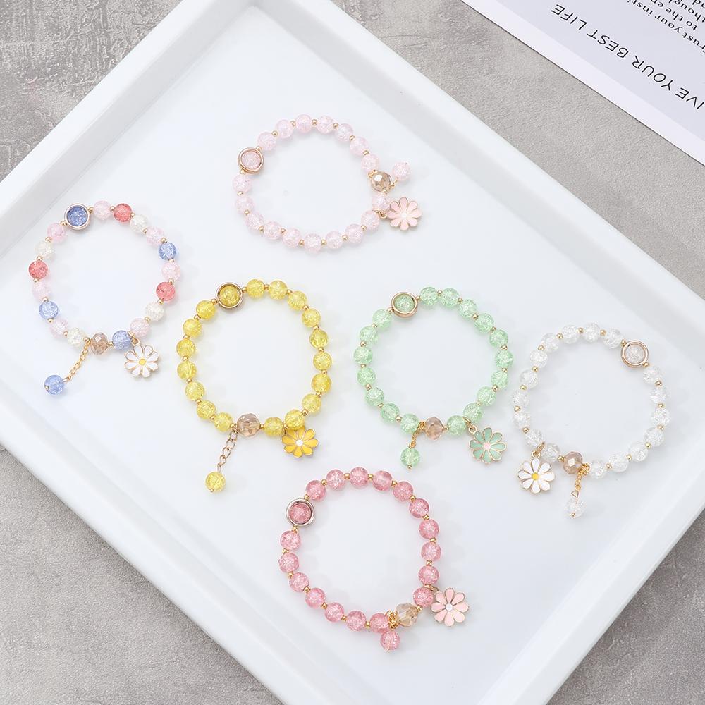 Top Daisy Kecil Gelang Baru Rantai Tangan Warna-Warni Perhiasan Fashion Pesona Cuff Bangles