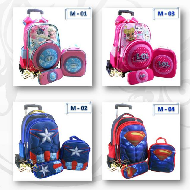 RE-STOCK Tas Trolley Anak Ransel - Tas Sekolah Anak 3 in 1 Cewek Cowok 