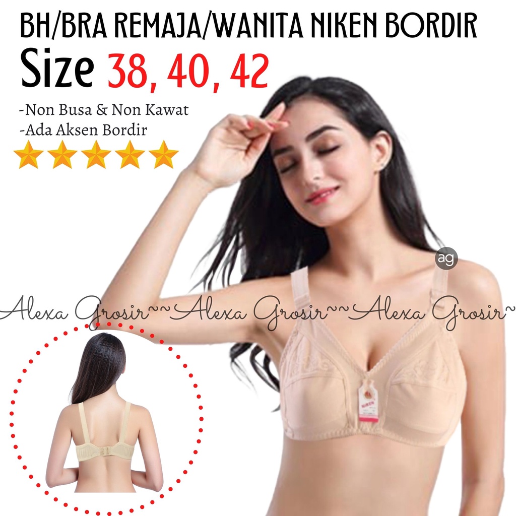 NIKEN Bra Fashion Wanita Bra Wanita Murah BH Tanpa Busa  Tanpa Kawat Bordir Bra //alexa