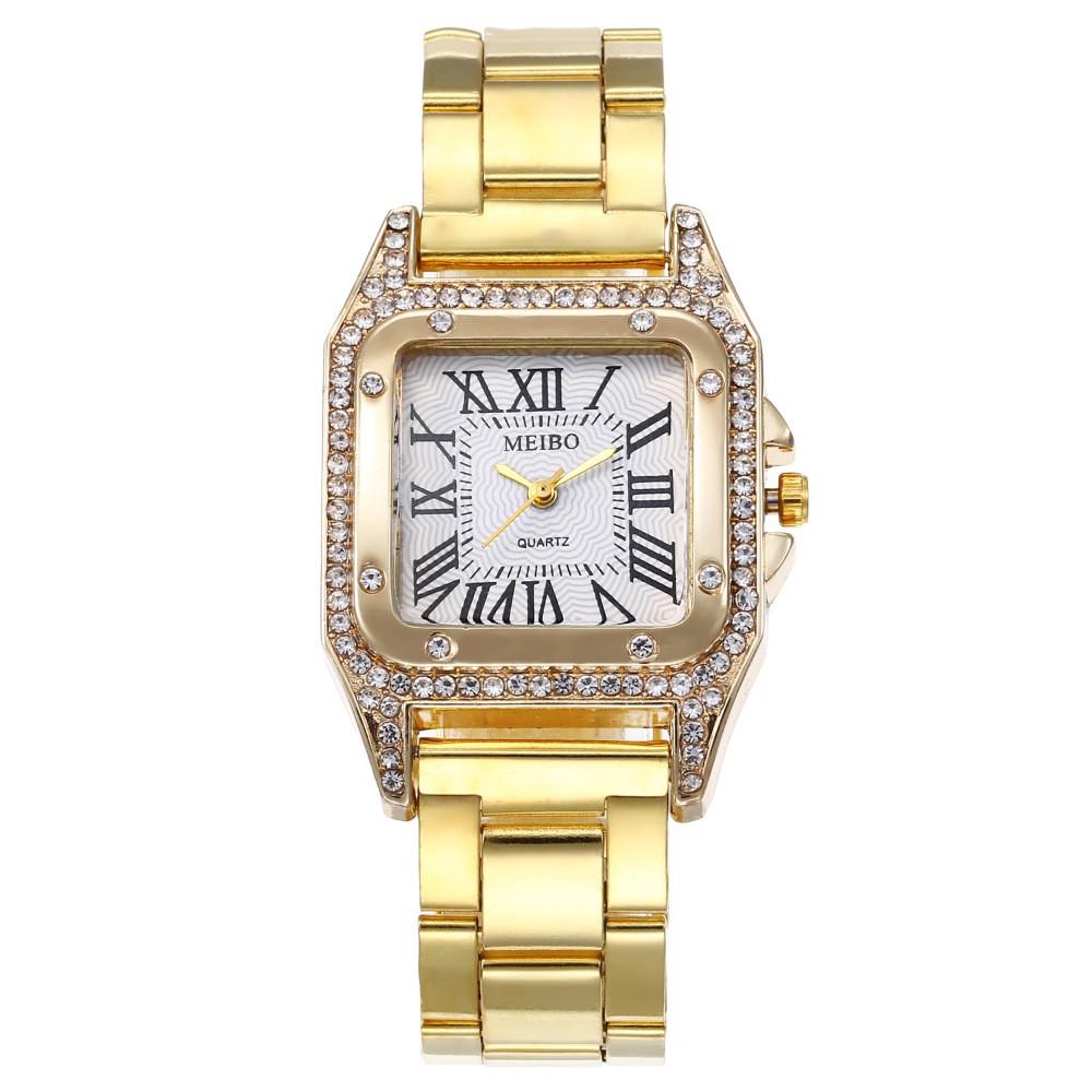 Watchyou Jam Tangan Wanita A0101 Fashion Roman Numerals Square Diamond Steel Band Women's Watches