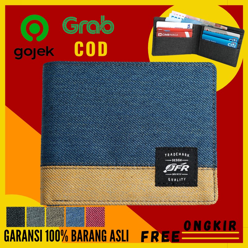 DOMPET LIPAT PRIA KULIT CANVAS COWOK LAKI LAKI KARTU ATM DAN UANG DOMPET KULIT PRIA ASLI TIPIS 56