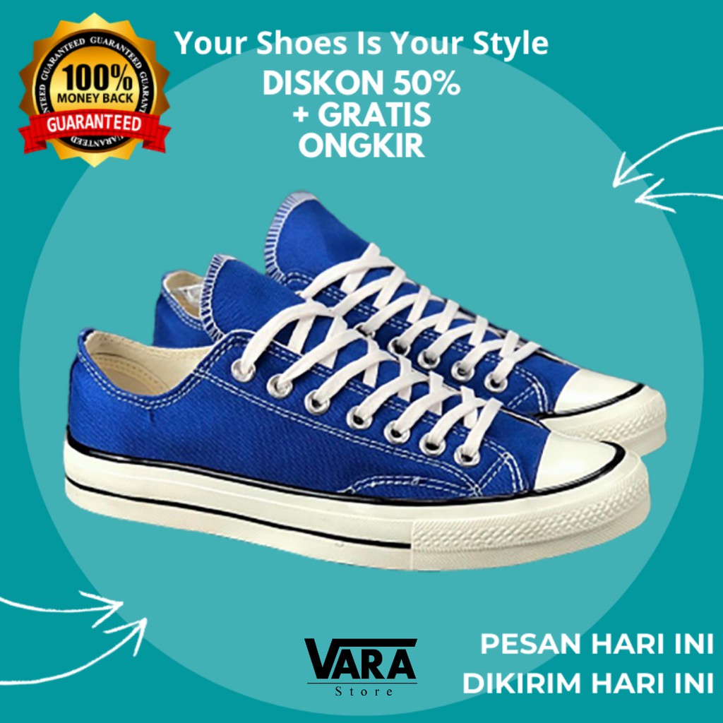 (BISA GRAB) CONVERSE 70S LOW BLUE OBSIDIAN BLACK EGRET / SEPATU CONVERSE 70S PREMIUM / CONVERSE LOW