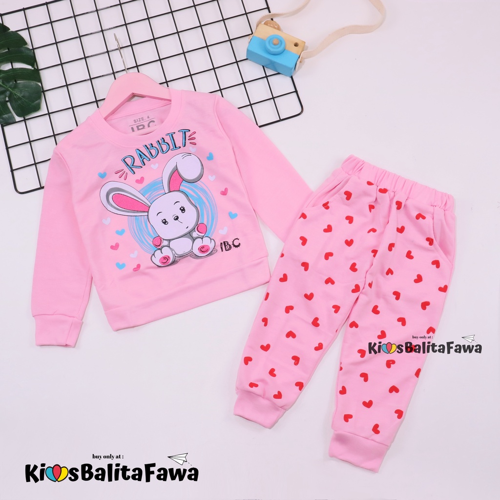 Setelan Chava uk 3-4 Tahun / Baju Lengan Panjang Anak Perempuan Premium Cotton Tebal Pakaian Tidur