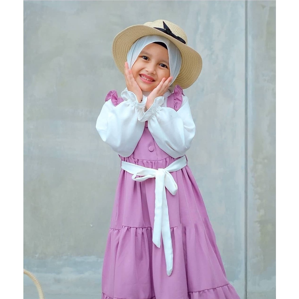 Gamis Anak Perempuan Lebaran 2024 SANRA DRESS KIDS UMUR 9 - 11 TAHUN BAHAN KAIN SYAKILLA (RESLETING DEPAN + FREE BELT) Baju Muslim Anak Gamis Anak Perempuan Kekinian