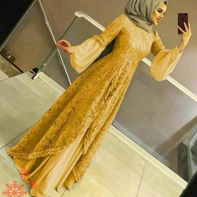 Gamis brokat bagus jahitan halus