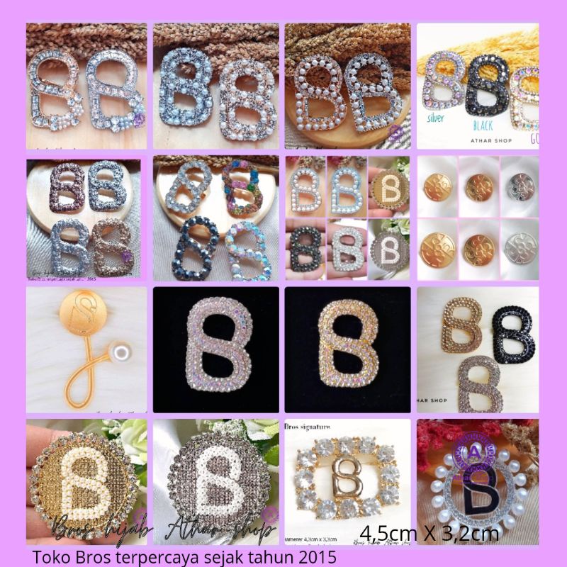 Bros B/bross signature branded /brooch button/Bros hijab buttonscarves Athar shop scarves murah