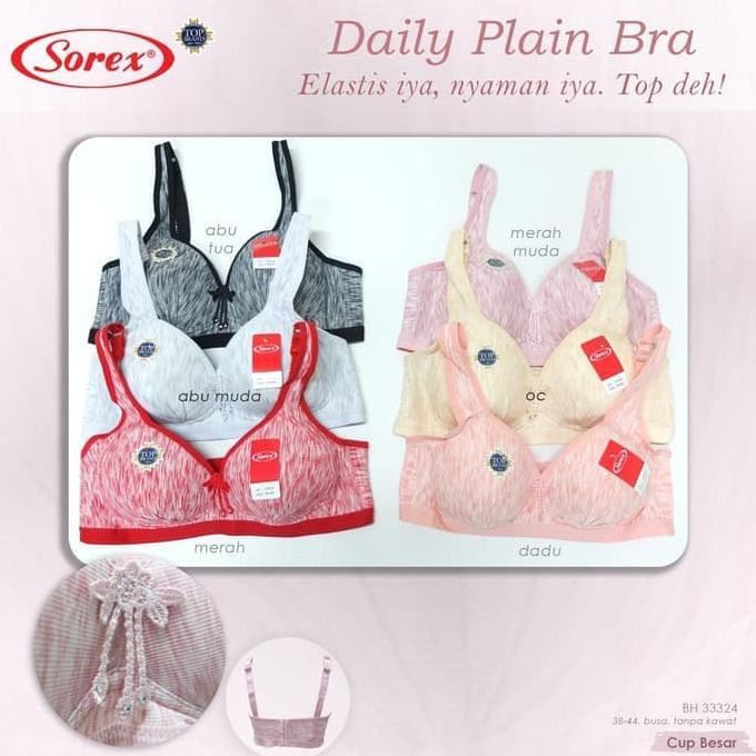 Daily Plain Bra Tanpa Kawat Big Cup Besar 38-44 Sorex 33324 Original - 40