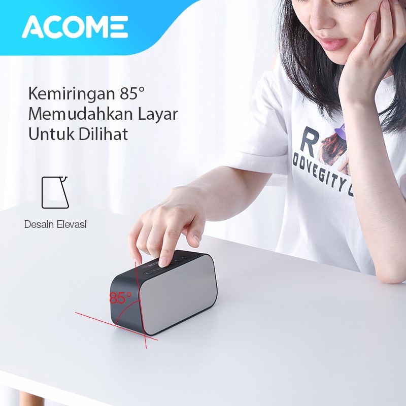 Acome A5 Speaker Bluetooth 5.0 Jam Alarm LED Display Ultra Bass Garansi Resmi 1 Tahun