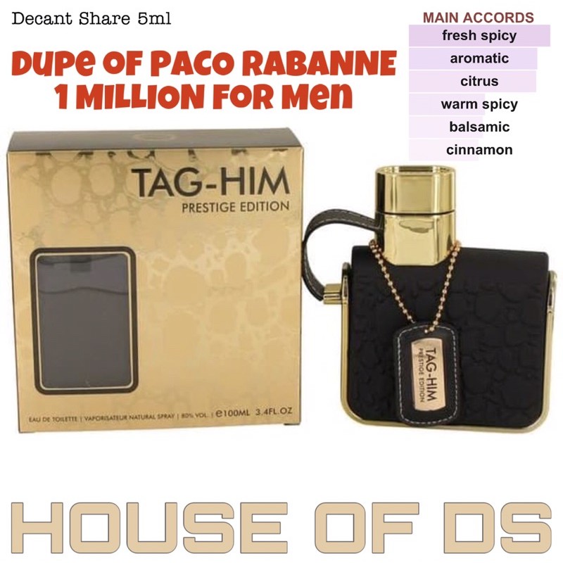 Decant Armaf Tag Him Prestige EDT 5ml (Dupe PR 1 Million)