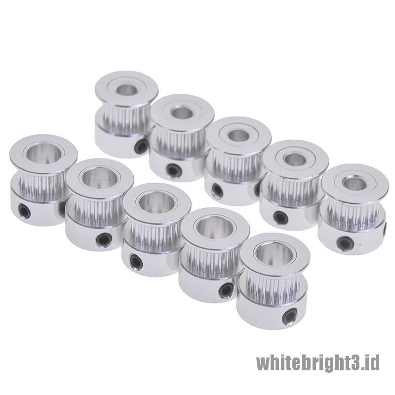 &lt; White3 &gt; 5Pcs gt2 timing pulley 20t 5 / 6.35 / 8mm Untuk Sabuk 6mm 3d