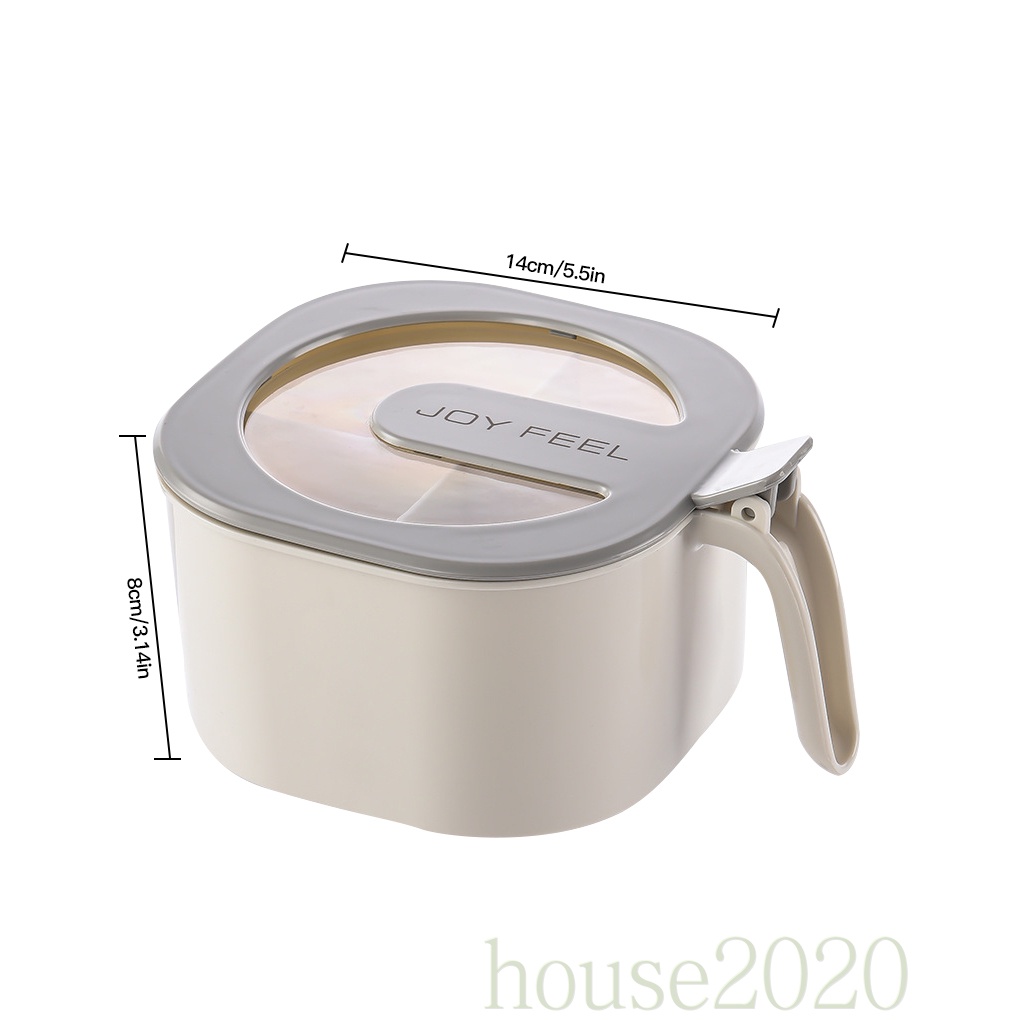 [HOUSE2020]Dust-proof Seasoning Box with Clear Lid 4 Grid Spoons Nordic Contrast Color Spices Jar, Gray