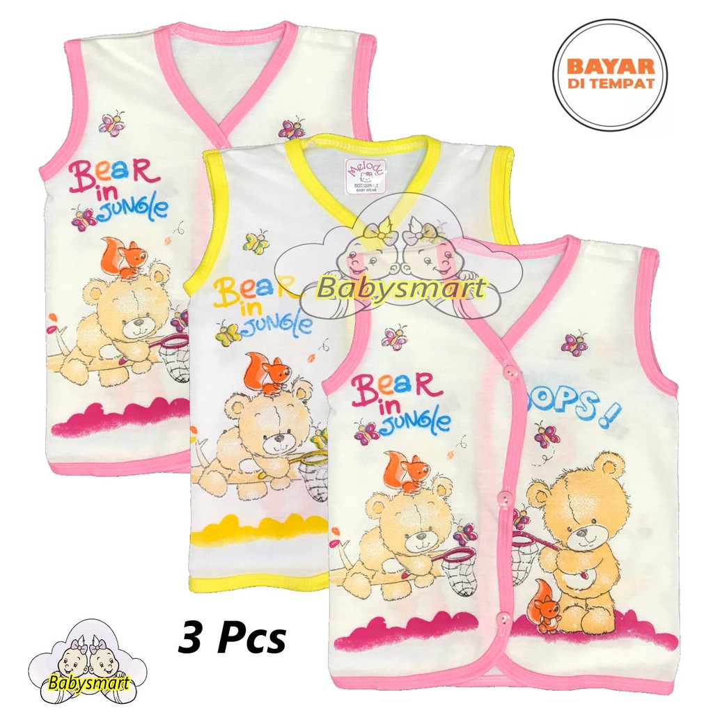 Babysmart - MELODY ... 3 pcs GIRL Baju Bayi Buntung /Newborn umur 0-3 bulan