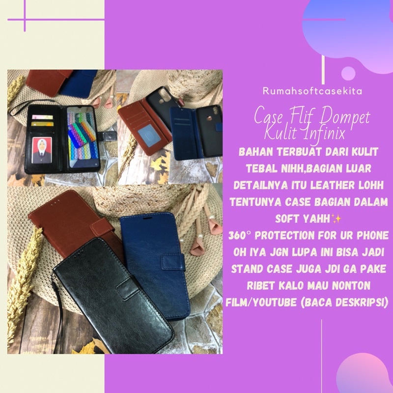 CASE FLIF DOMPET LEATHER PREMIUM INFINIX HOT 9PLAY NOTE 10/10PRO HOT 10PLAY/11PLAY HOT 11 HOT 11S(NFC) HOT 11S SMART 5 SMART 6