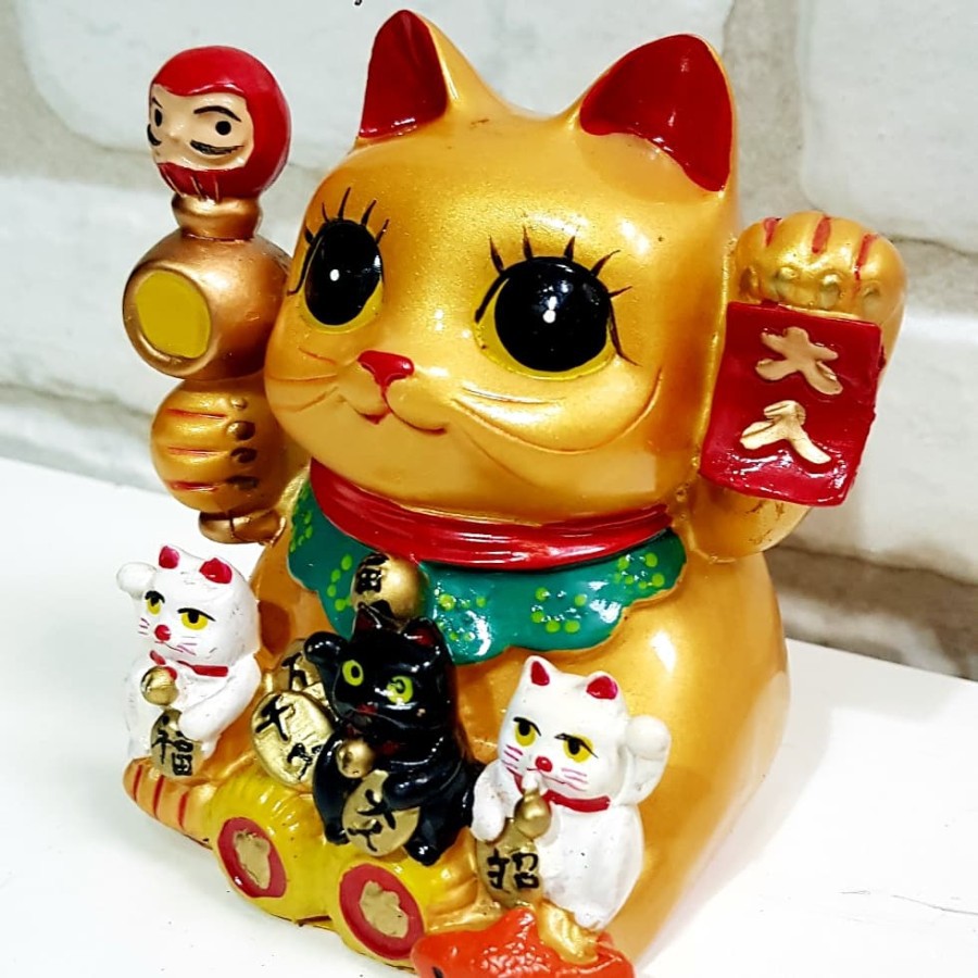 CELENGAN KUCING MANEKI NEKO LUCKY CAT GOLD PIGGY BANK