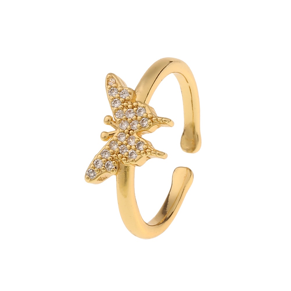 Eropa dan Amerika in normcore style ring diamond warna ornamen butterfly pembukaan cincin gaya yang