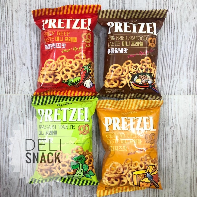 

Snacks SAMJIN Pretzel Korea Stir -Fried Seafood / Spicy Beef / Wasabi / Cheddar Cheese 85gr